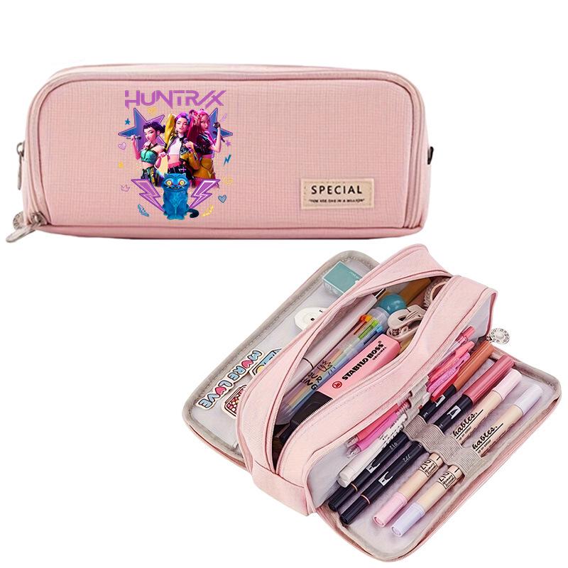 Korean Style Multi-functional Demon Hunter Pencil Case for Students - Three-Layer Oxford Cloth Stationery Box