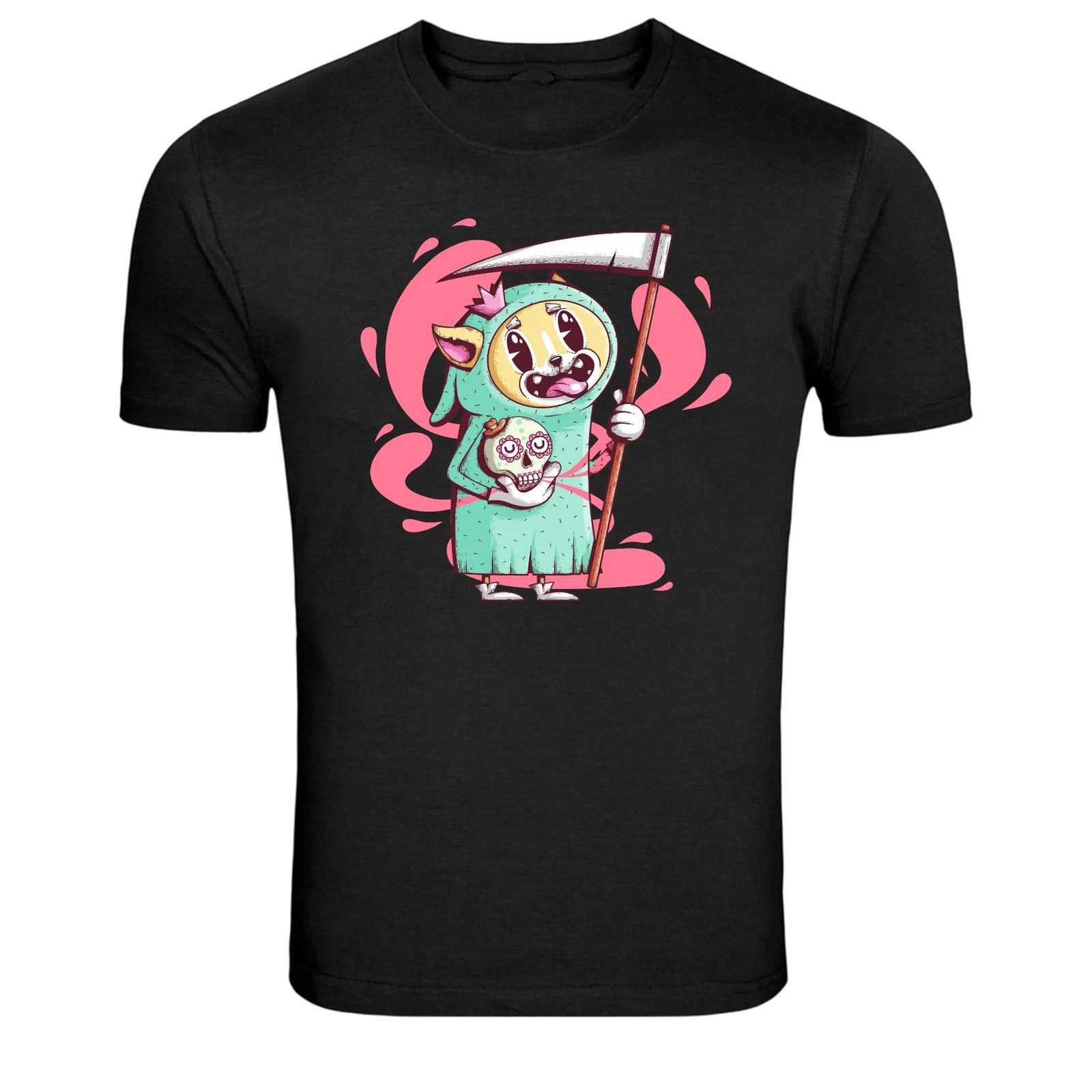 Cute Reaper Character With Scythe Graphic T-Shirt S