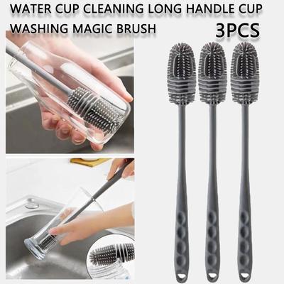 כוס סיליקון מברשת בקבוק חלב מברשת ניקוי ידית ארוכה בקבוקי מים מנקה כוס זכוכית מברשת ניקוי מברשת מטבח כלי ניקוי