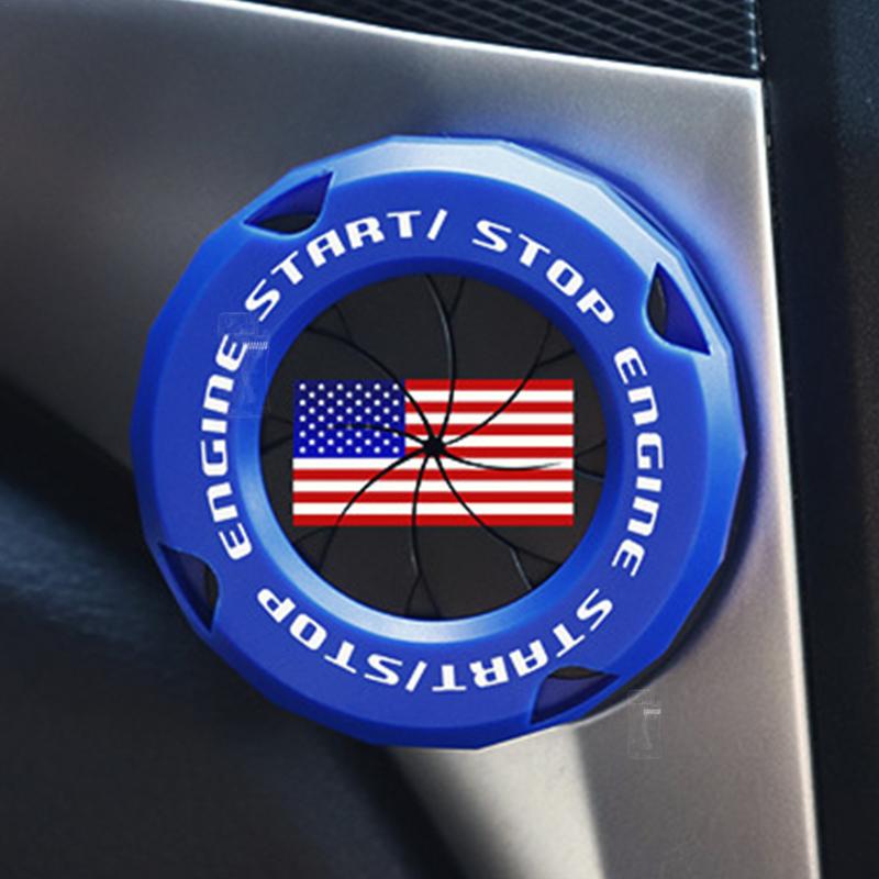 Car Engine Start Button Cover Independence Day Flag Design Start Stop Button Cover Protector Anti-Scratch Car Engine Start