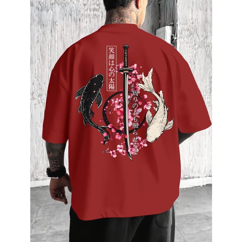 T-shirt Imprimé Fleur de Cerisier Japonais Hommes Femmes Été Automne Quotidien Sports d'Extérieur Décontracté Lâche Street Manches Courtes