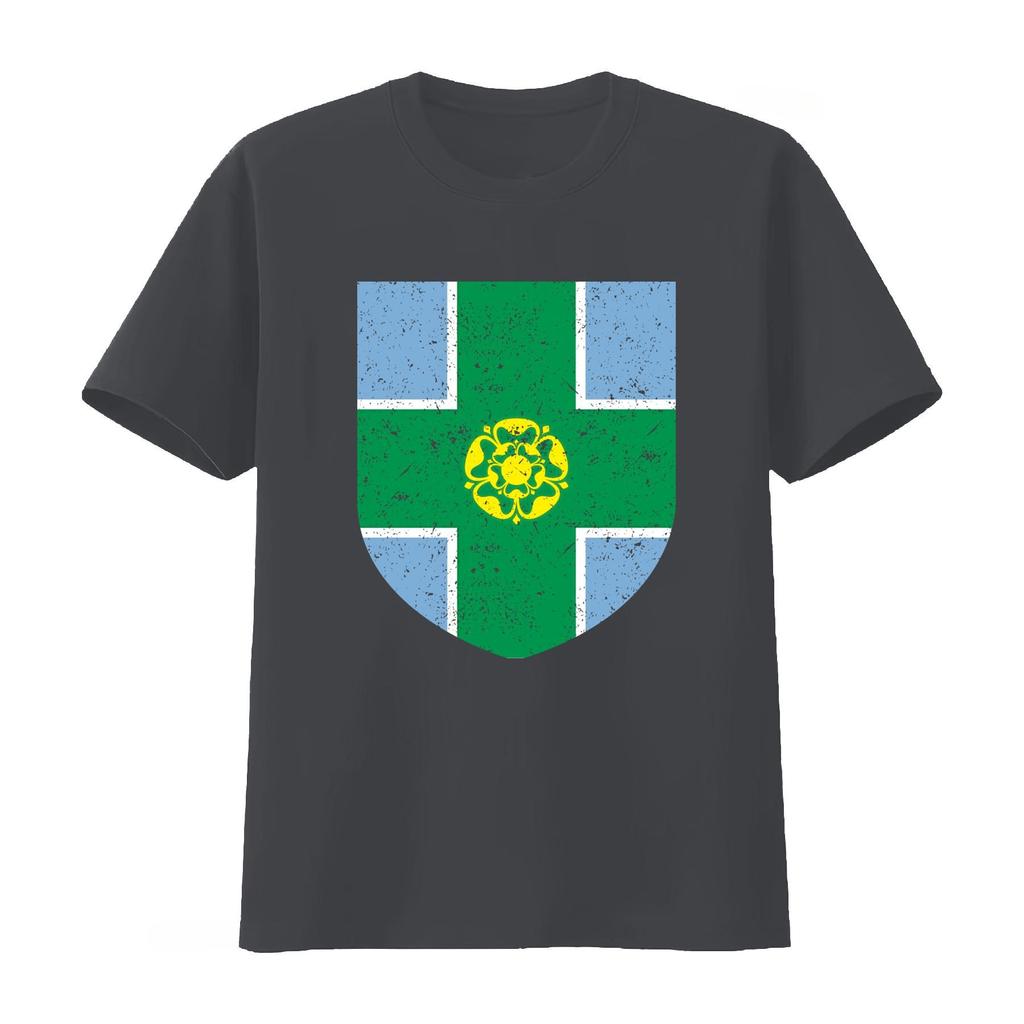 Unisexs Derbyshire County Shield Badge T Shirt Ideal for Cricket Sport Enthusiasts Breathable Streetwear Graphic 2026 Summer Shirt