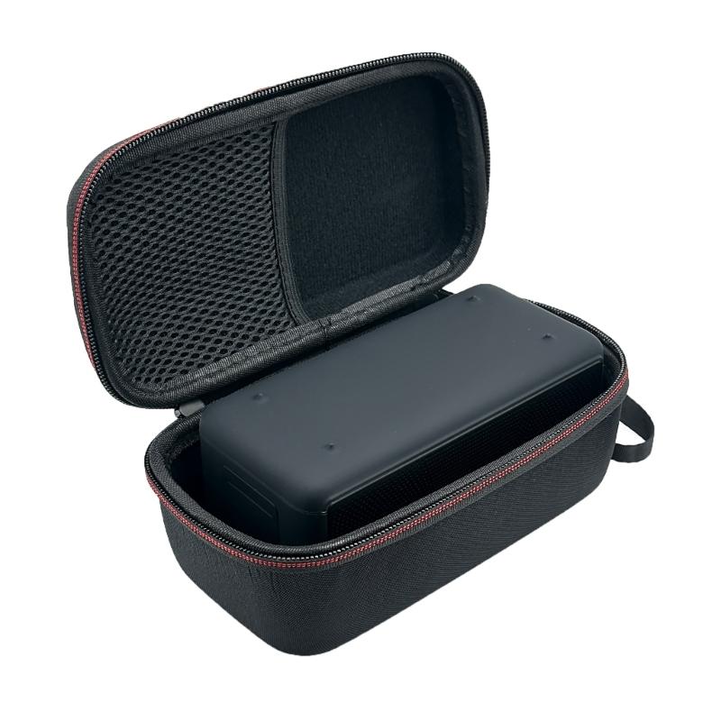 Hard Shell Speaker Storage Case, Daily Travel Bag with Mesh Pocket, Main Compartment, and Side Carry Handle Use