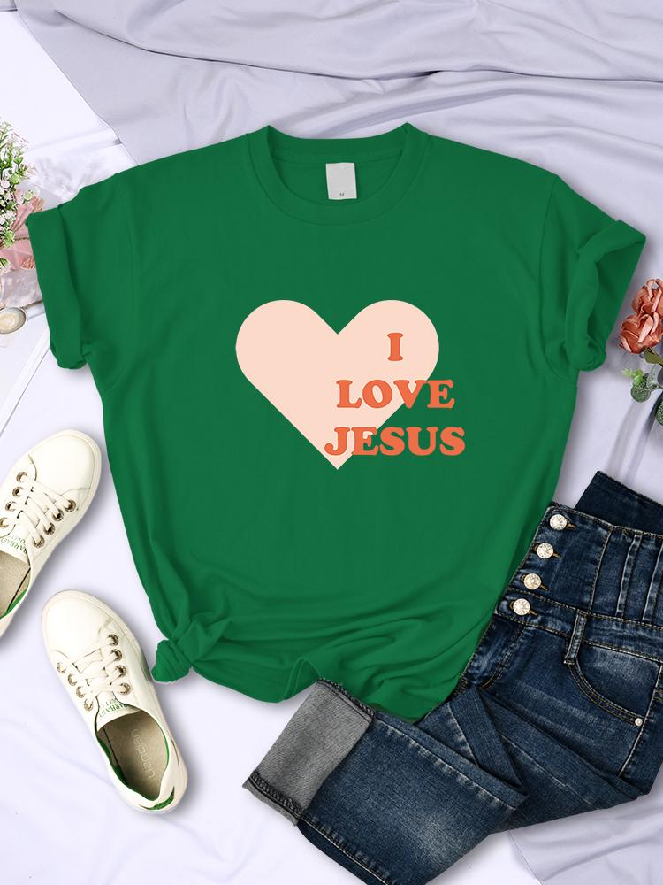 

I Love Jesus Give You My Heart Printing Womens T Shirt Hip Hop Casual Street Short Sleeve Creativity Fashion Female Tee Clothing 4XL
