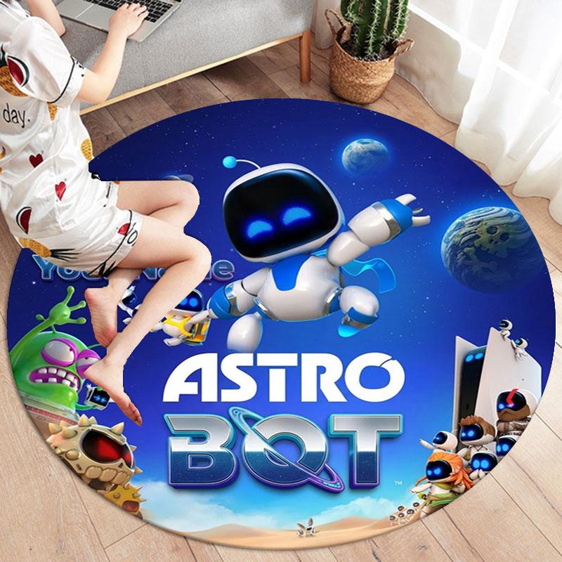 ASTRO BOT Custom Name Round Area Rug,Carpet Rug for Living Room Bedroom Sofa Playroom Decor,Non-slip Floor Mat