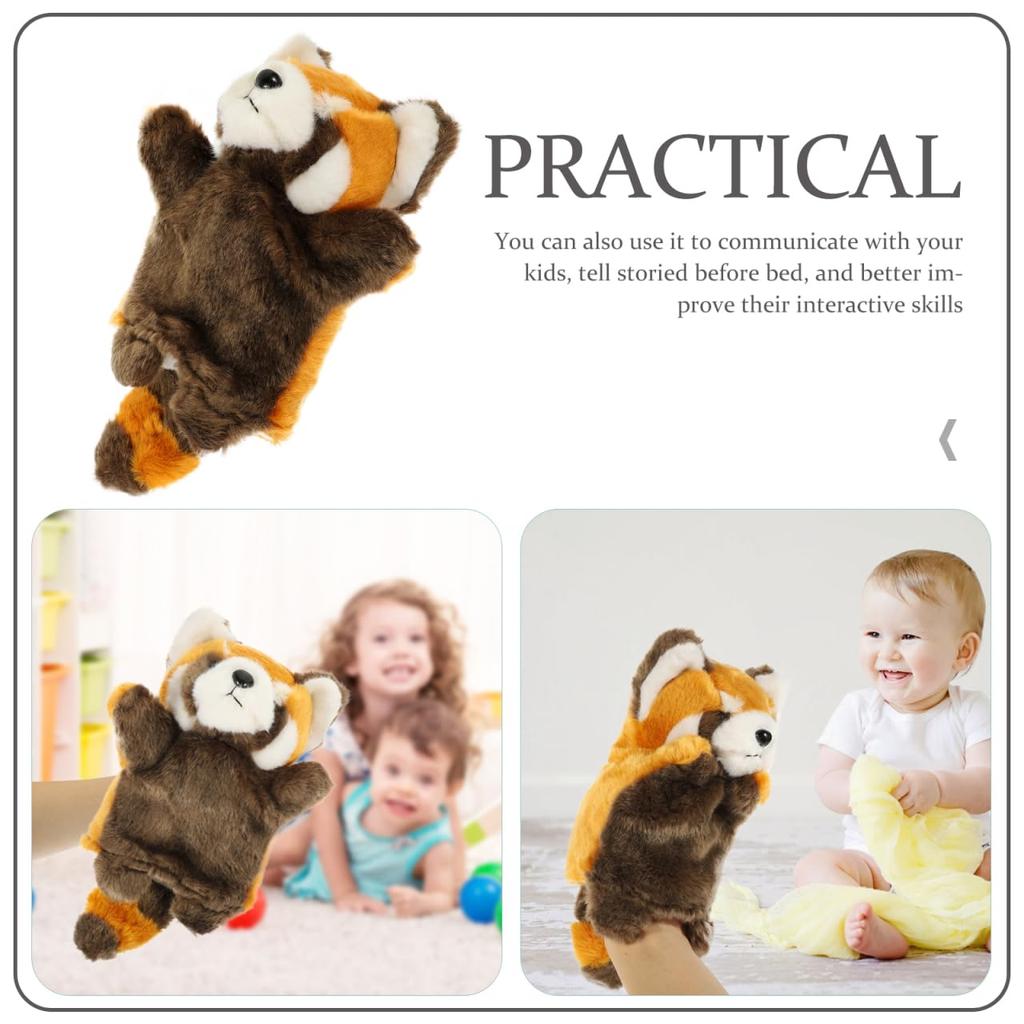 STOBOK Red Panda Hand Puppet, Cute Plush Toy with Moving Mouth for Ventriloquism and Parent-Child Play