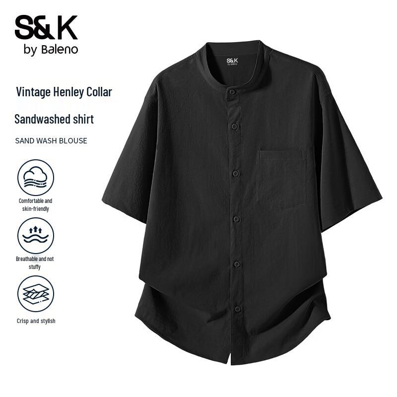 Baleno S&K Series Men's Henry Collar Short Sleeve Shirt