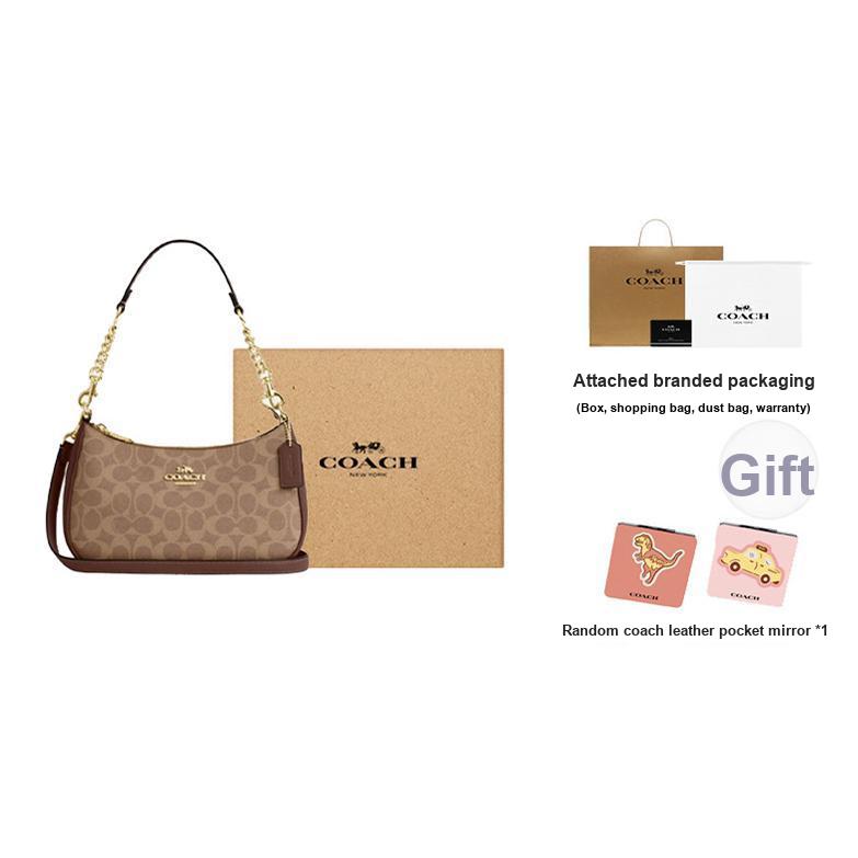 Coach Teri 24 Borsa a Spalla Classica con Logo Monogramma Donna Borsa a Spalla Khaki CV933-IMXHE