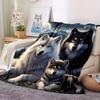 Wolf Familienmuster Weich Bequem Warm Mehrzweck Vier Jahreszeiten Bettwäsche Büro Outdoor Camping Reise Geschenk Decke