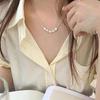Silver Irregular Bean Necklace for Girls: Japanese Korean Style, Sweet and Cool, Versatile Clavicle Chain with Light Luxury Niche Design.