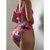 Sexy Solide Bandeau Bikini Set Frauen Tropical Gedruckt Bademode Weiblichen Push-Up Badeanzug Hohe Taille Badeanzug Krawatte Zurück Beachwear