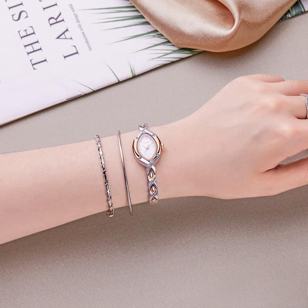 TIME100 Bracelet Watch with Citizen 30M Water Silver and Rose Gold Women's Japanese-Made Movement, Dual-Tone Design, Resistance,