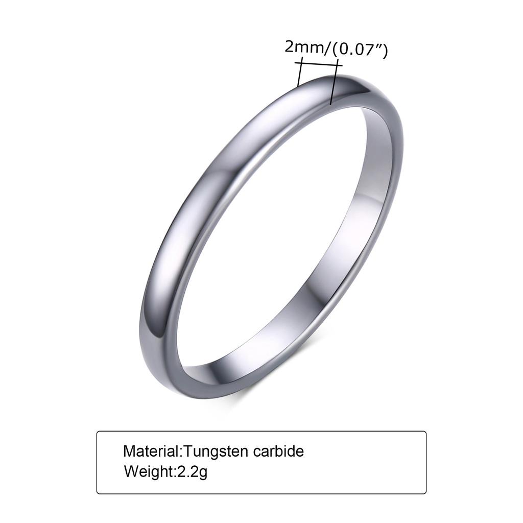 2mm Simple Tungsten Carbide Ring for Men Women,Scratch Resistant Plain Tungsten Steel Ring,Unisex Pinky Ring Wedding Ring Gift
