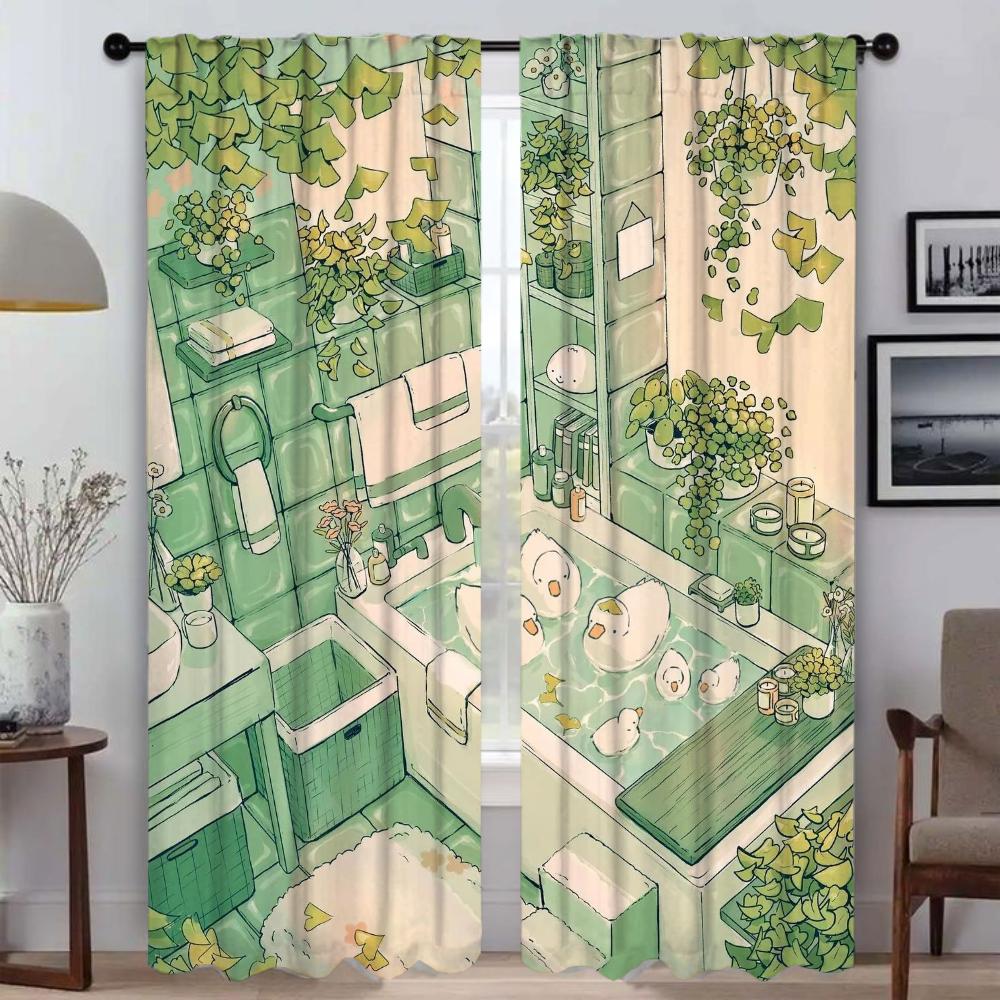 

Kawaii Life Тюль для спальни Кухонные шторы для камеры Домашние интерьерные шторы 2 штуки Шторы для оконных проемов Перегородка для комнаты W50xH70cmx2pcs-CL