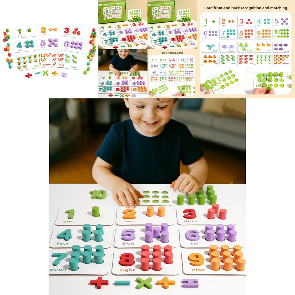 Preschool Math Teaching Tool Wooden Addition Subtraction Counting Puzzle For Early Learners
