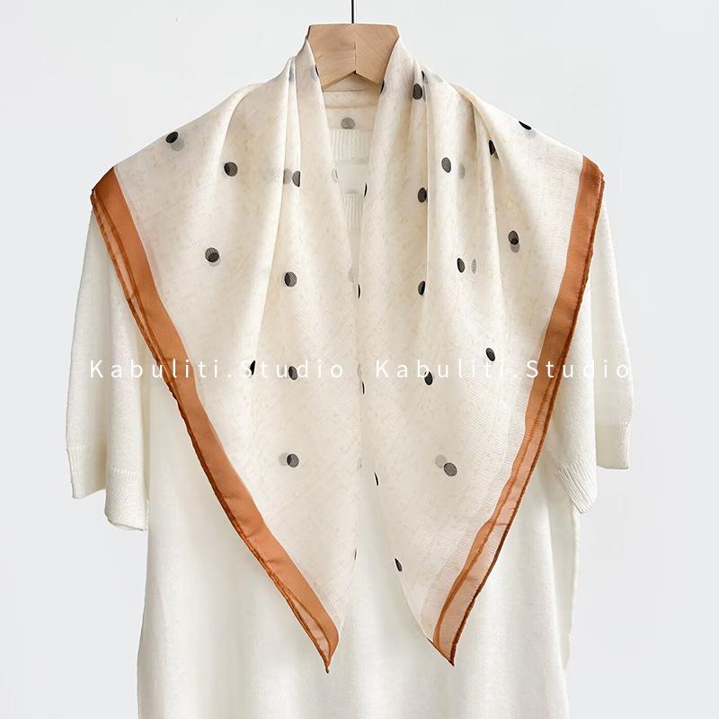 Polka dot small square scarf silk scarf women's matching shirt professional flight attendant neck protection neck circumference neck tulle scarf scarf