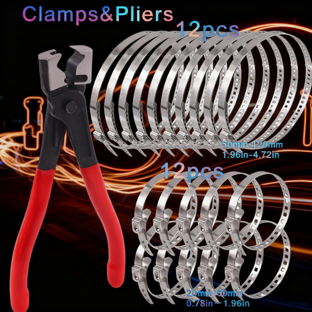 Hose clamp with CV boot clamp kit, small and large stainless steel universal adjustable drive shaft CV boot crimping clip
