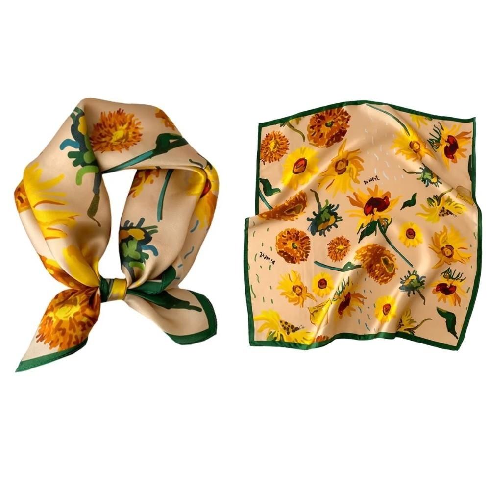 Lightweight Breathable Silk Scarf Soft Satin French Style Headscarf  Women