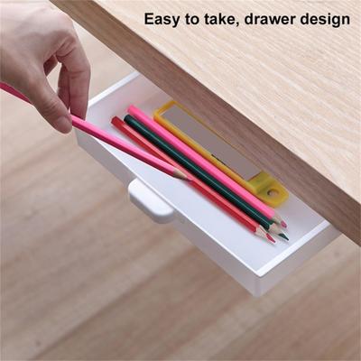 Hidden Under Desk Drawer Self-Adhesive Plastic Makeups Jewelry Desk Storage Drawer for Kitchen