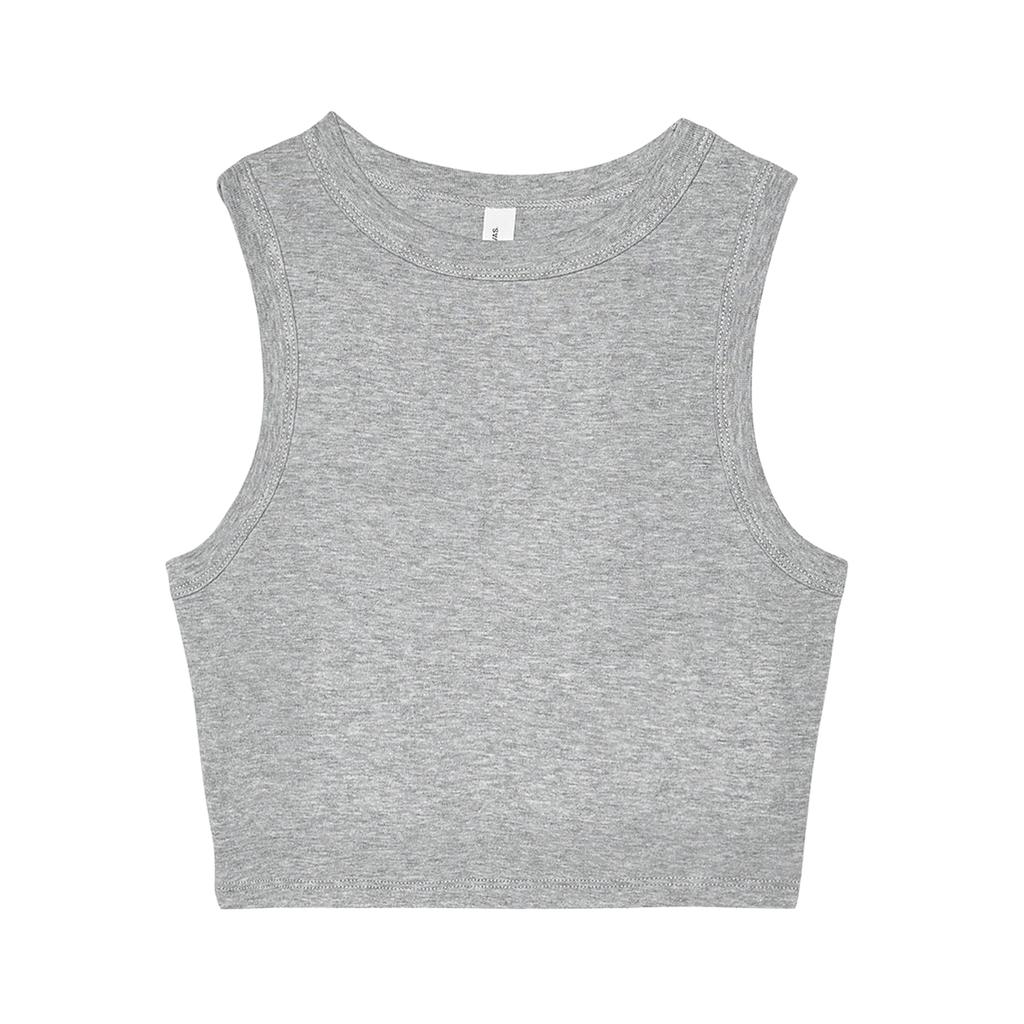 Bella + Canvas Womens/Ladies Heather Micro-Rib Cropped Muscle Tank Top