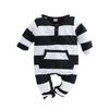 Bébé nouveau-né bébé garçons filles rayé poche barboteuse combinaison vêtements décontractés
