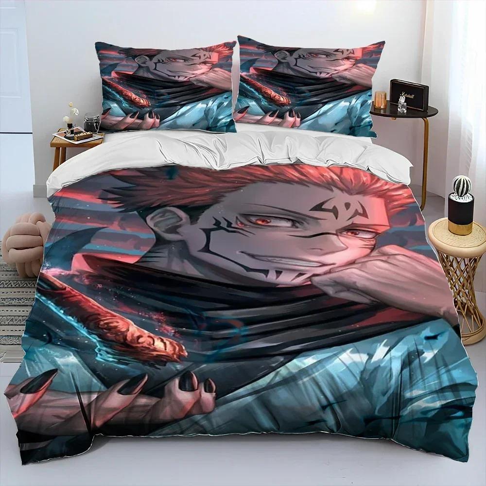 Comforter 3D Jujutsu Kaisen Anime Cartoon Bedding Set 3D Printed Suitable For Bedroom Kids Home Textile