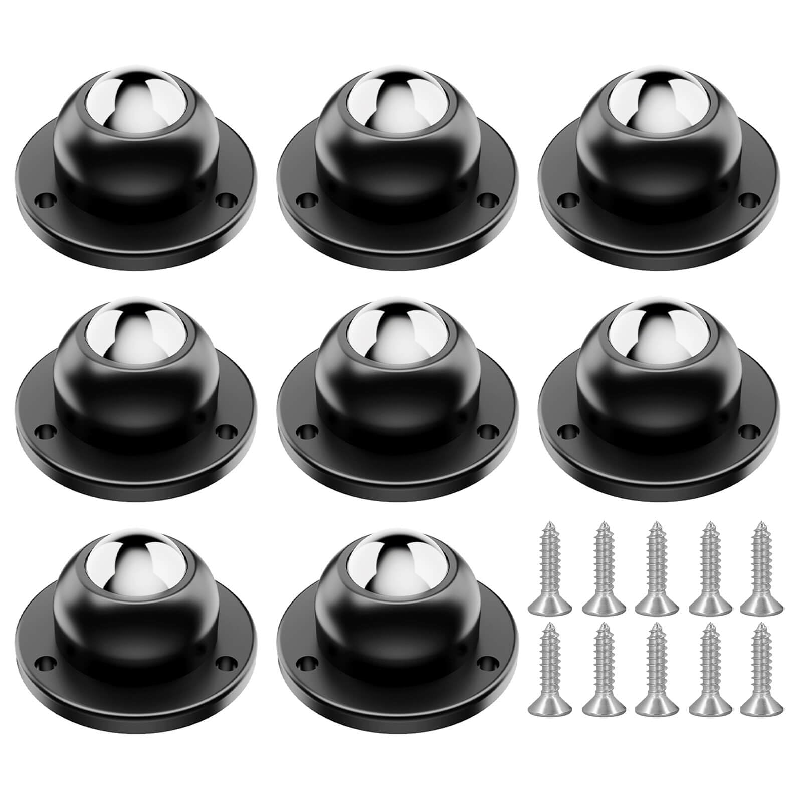 

Ball Adhesive Rotating Quiet Convenient Moving Easy for Moving Furniture and Computer Storage Tool Screws Included Casters, Type, 360° Wheels, чорний
