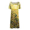 Women's Loose Casual And Fashionable Round Neck Short Sleeved Printed Mid Length Dress