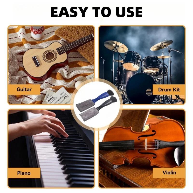 Double Head Guitar Cleaning Brush Dust Removal Tool for Guitar Maintenance String Instrument Care Cleaner Accessory for Bass