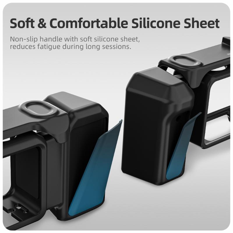 Ergonomic Grip Handle Cage For Action 5pro/4/3 Action Cameras Featuring Cold Shoe Mount Built In Shutter Button