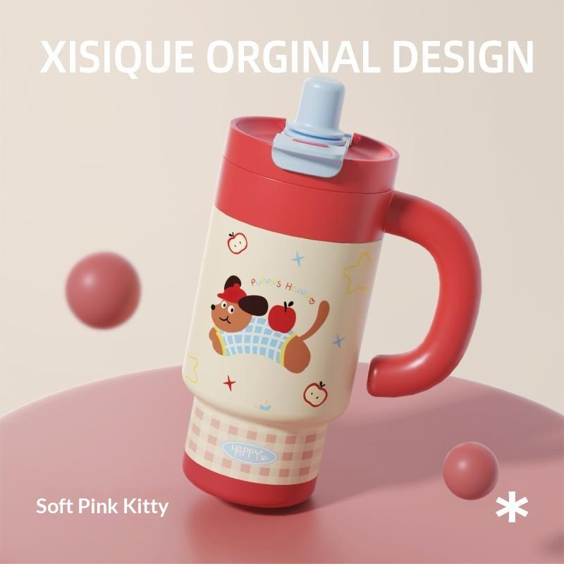 Cute Cartoon 850Ml Stainless Steel Insulated Tumbler With Handle Leakproof Water Cup For Car Office Camping Women Outdoor Use