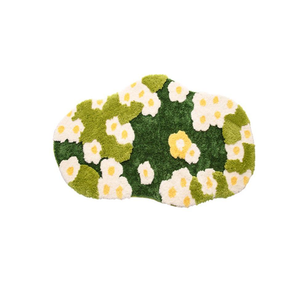 Thickened Moss Rug Absorbent Bedside Small Carpet Flower Pattern Bathroom Mat Bedroom