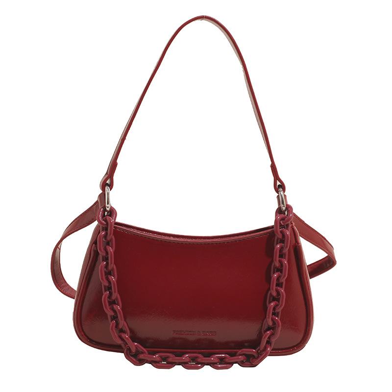 Popular New Niche Simple Solid Color Chain Underarm Bag Women's Casual Versatile Korean Version Commuter Fashion Messenger Bag