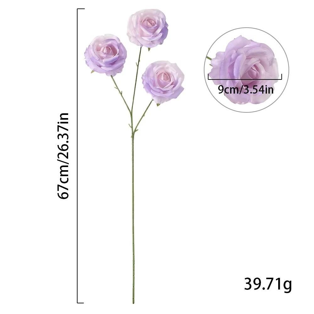 Fashion 3 Heads Simulated Rose Bouquet Silk Rose Soft Artificial Flowers Vintage Flower Bouquet Photography Props