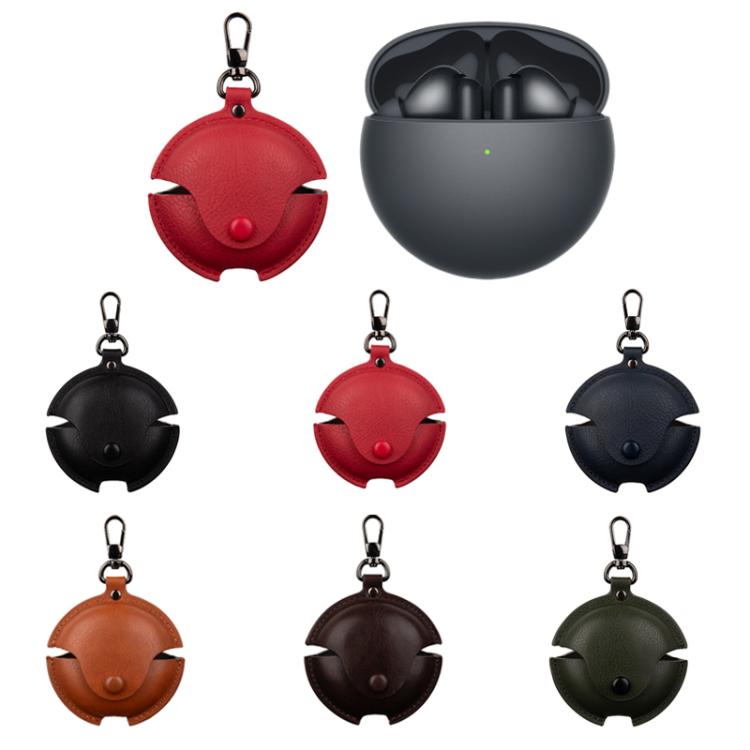 For Huawei FreeBuds 7i Business Leather Earphone Protective Case with Hook