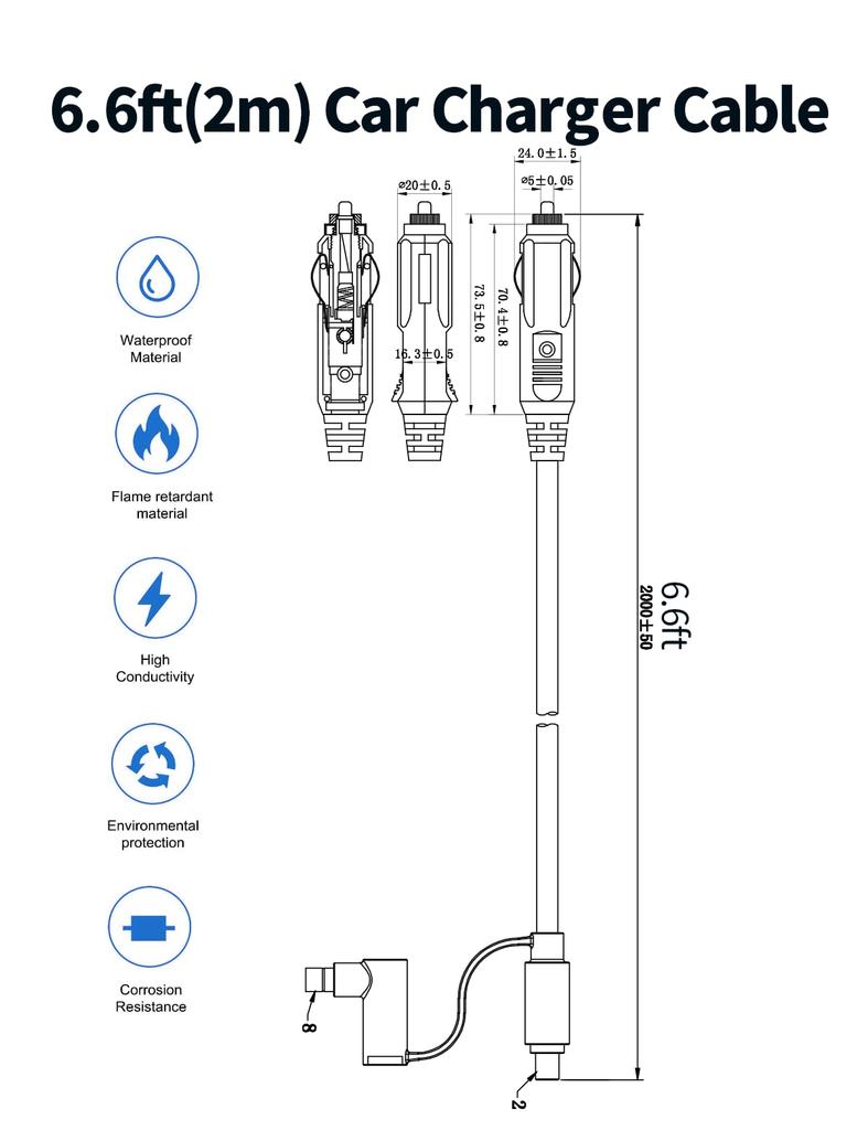 Tonton Cigarette Lighter Socket DC7909 DC8020 Car Cigarette Igniter Cable 7.9x0.9mm/8.0x2.0mm Car Charger