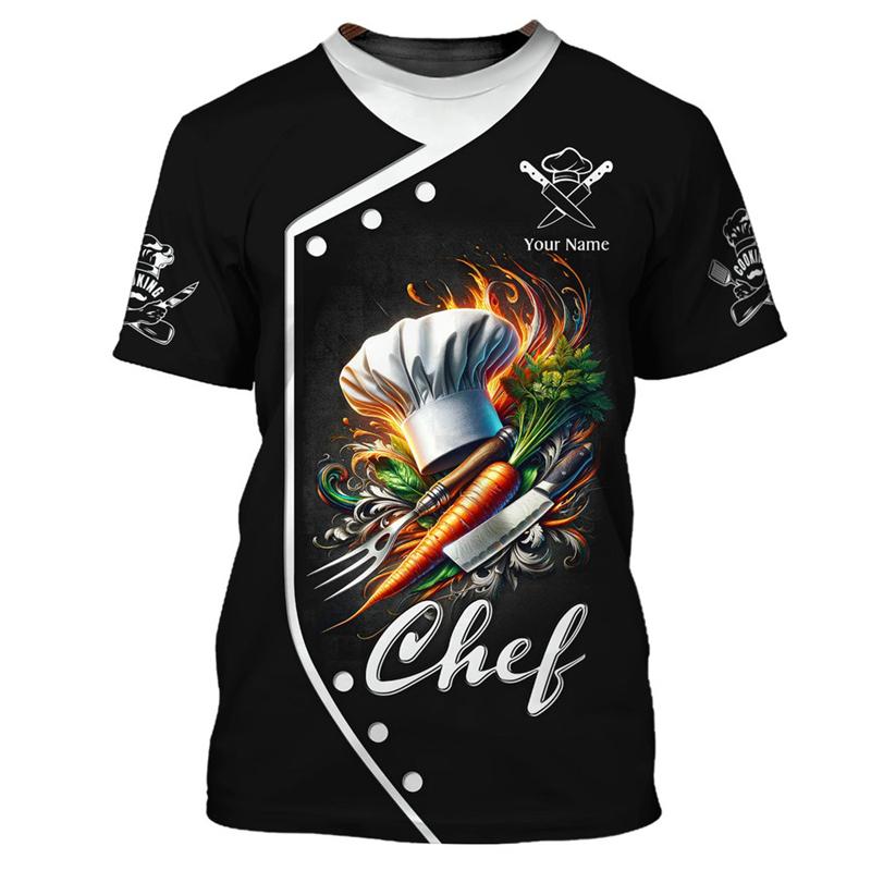Chef Work T-shirt for Men Personality Pattern O-neck Funny T Shirts 3D Print Fashion Trendy Cook Tee Top Novelties 2025 New
