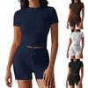 Set Estivo da Donna Senza Maniche Top Tuta Pantaloncini con Coulisse Tuta Outfit