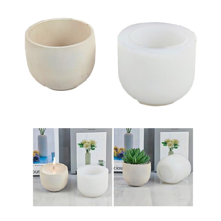 Round Gypsum Silicone Mold DIY Succulents Concrete Flower Pot Vase Cement Molds