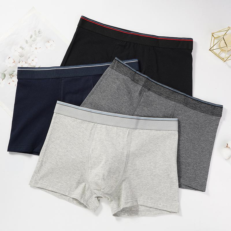 

4 шт./лот, мужские хлопковые трусы-боксеры, дышащие трусики с промежностью, однотонное бесшовное нижнее белье XL-4XL, большие размеры XL