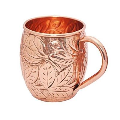 550 ML Moscow Mule Mug Made of Pure Copper with Unique Floral Design,