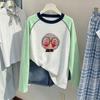 Korean Girls' Long-Sleeve Sun Protection Color Block T-Shirt - Summer Loose Fit for Medium & Large Children