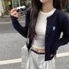 Korean College Style Round Neck Knit Cardigan Women Thin Sweater Spring Autumn Outerwear Short Top