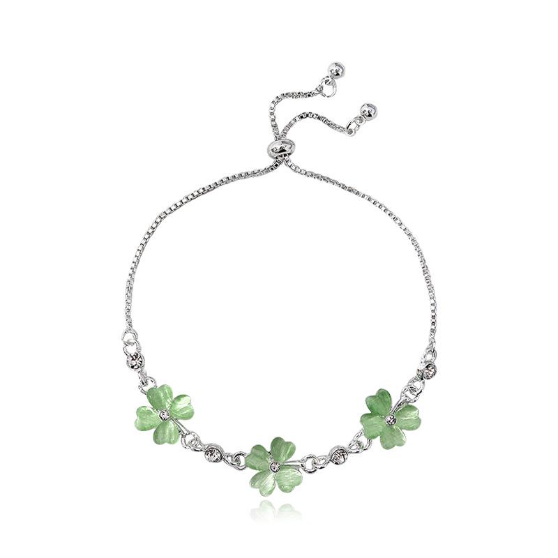 Koreanischer Stil Glücksbringer Armband mit vierblättrigem Klee - Einfaches Mode-Geschenk für Frauen, Mori Girls und beste Freunde