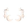 Stainless Steel Five-Pointed Star Moon Stud Earrings - Versatile Fashion Cartilage Jewelry