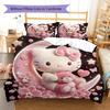 Hello Kitty Pink Pattern Bedding,Quilt Set Quilt Cover Pillowcase Home Birthday Gift(1 * duvet cover + 2 * pillowcase, without core)