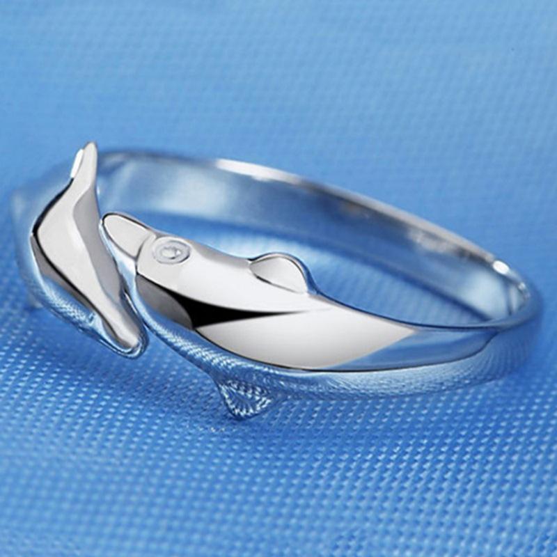 Yin Taifei Double Dolphin Silver Ring: Thai-Inspired, Adjustable, Stylish & Artistic Gift for Women