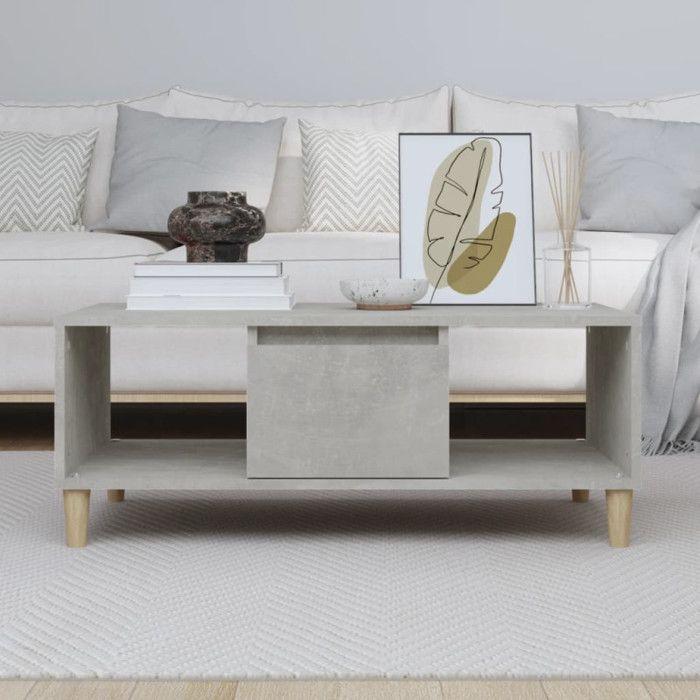 821064 vidaXL Table basse Gris béton 90x50x36,5 cm Bois d'ingénierie