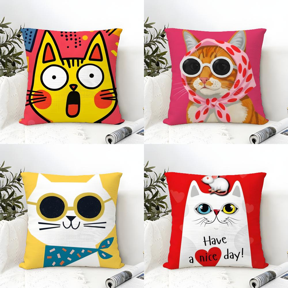 Funny And Surprising Cat Patterns Pillow Case Home Living Room Decoration Linen Pillowcover Pillow Cases Cushion Cover