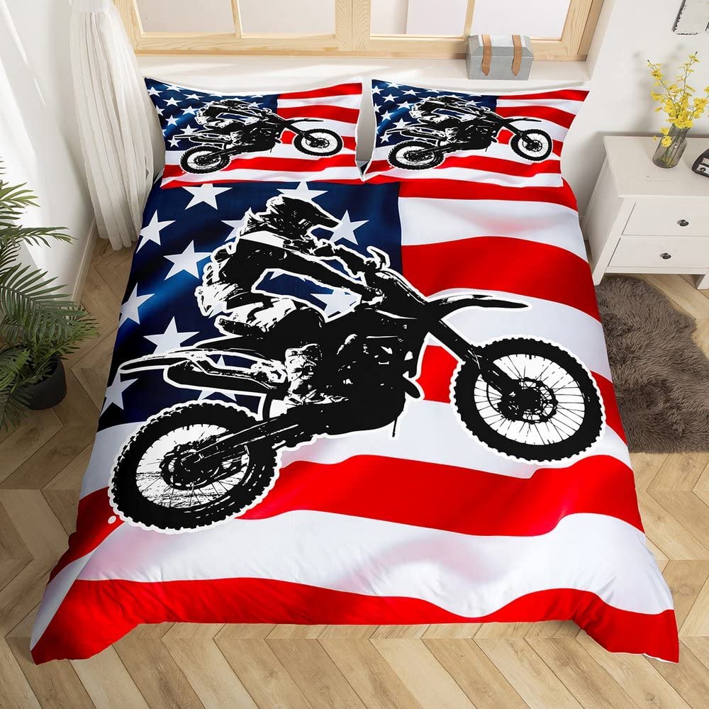 Dynetrekk for terrengsykkel Ekstremsport Sengetøysett Sykkelfører Dundyne Trekk Racing Dirt Bike Dynetrekk Twin Queen Size